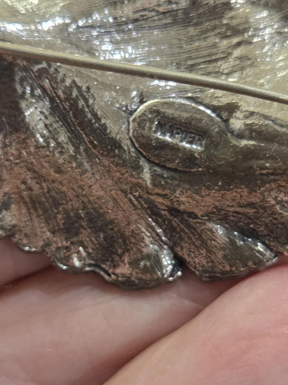 Vintage 1950's Heavily Plated Napier Silver Leaf Brooch
